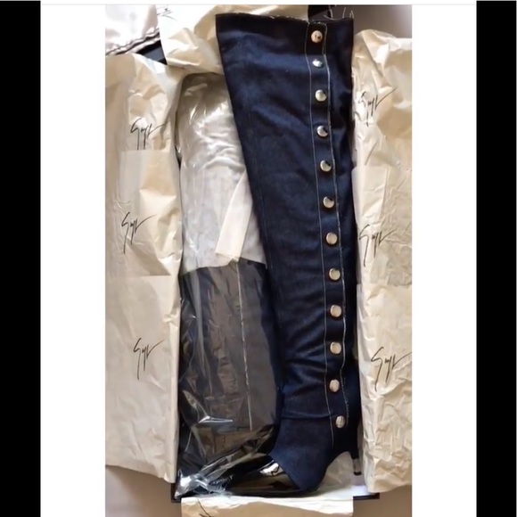 giuseppe zanotti NIB otk denim & blk patent boots - Picture 15 of 16